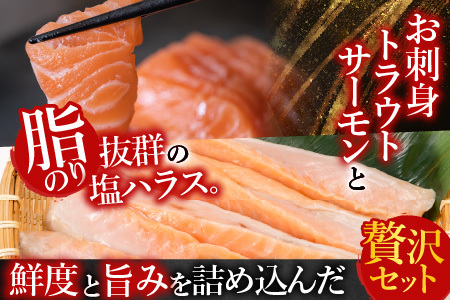 お刺身トラウトサーモン1.5kg&塩サーモンハラス2.2kg C-09015