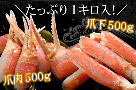 [12月21日決済分まで年内配送]ズワイガニのかに爪刺身セット(計1kg入) B-07023