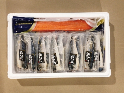 お刺身トラウトサーモン3.5kg、塩さばフィレ1枚×20Ｐ D-09020 | 北海道