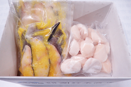 刺身用ほたて貝柱300g・銀だら西京漬け6切(3切×2P) A-14220