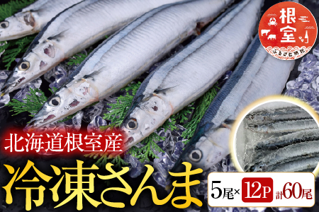【北海道根室産】冷凍さんま5尾×12P(計60尾) D-76001