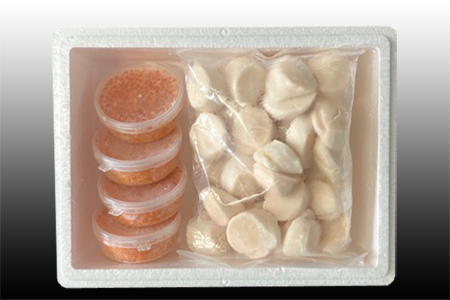[12月21日決済分まで年内配送]いくら醤油漬け100g×4P、ほたて貝柱500g×2P D-76007