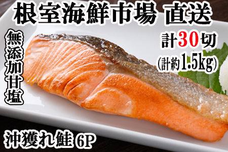 無添加甘塩天然沖獲れ鮭5切×6P(計30切、約1.5kg) A-11009