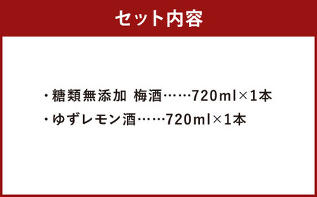 【南部美人】糖類無添加シリーズ 梅酒 ＆ ゆずレモン酒 セット／お酒 酒 梅酒 ゆずレモン酒 セット 詰め合わせ 飲み比べ ギフト箱 ギフト