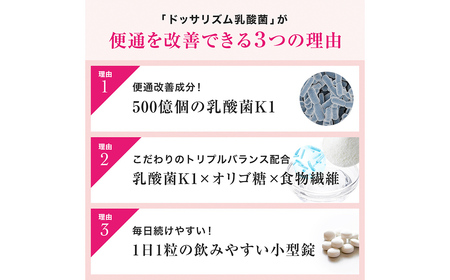 機能性表示食品 ドッサリズム乳酸菌 30粒（30日分）6袋セット／ サプリ サプリメント 1日1粒 便秘気味の方へ 便通改善 オリゴ糖 食物繊維 岩手県 二戸市