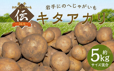 【厳選品】岩手にのへじゃがいも「伝」キタアカリ (サイズ混合) 5kg 【2025年9月中旬から2026年2月下旬発送予定】/ジャガイモ じゃがいも 芋 イモ 野菜 お取り寄せ 産地直送
