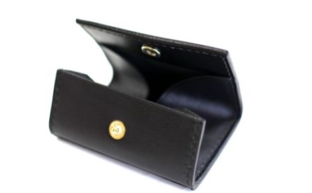  本革 コインケース・カードポケット付  【黒】 ／ シンプル 財布 プレゼント 小銭入れ 4358