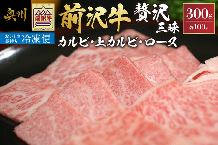 【冷凍】 前沢牛 贅沢三昧 (カルビ100g・上カルビ100g・ロース100g) ブランド牛肉 国産 国産牛 牛肉 お肉 冷凍 [U0199]