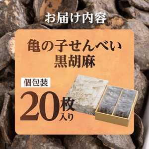 亀の子 煎餅 黒胡麻 20枚入り 個包装 手焼き 炭火 慶事 弔事 お取り寄せ せんべい[CD003]