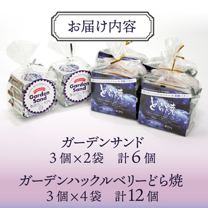 ガーデンハックルベリーどら焼とガーデンサンドセット どら焼12個入 ガーデンサンド6個入 新食感 岩手県奥州市産ガーデンハックルベリー使用[N0007]