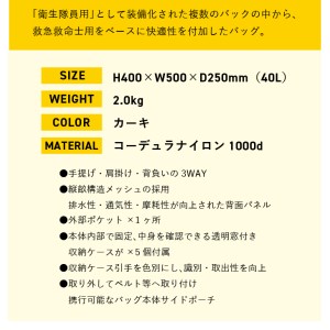 【自衛隊装備品モデル】（衛生隊員用）メディバッグ 「MIシリーズ」Made in MIZUSAWA&ISAWA[AP001]