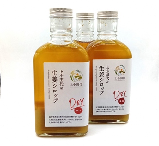 北の生姜家 辛口 生姜しろっぷ200ml×3本 保存料着色料不使用 農場生産 自家製しょうがとてんさい糖を贅沢に使用 岩手県奥州市江刺産 Dry [T0010]