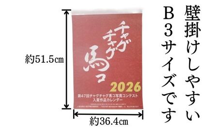 第47回 チャグチャグ馬コ 写真コンテスト 入賞作品 カレンダー 2026 ／【一般社団法人滝沢市観光物産協会】 馬 ウマ うま 壁掛け 壁掛けカレンダー B3 令和8年 2026年 書き込み 書込み 暦 大判 大きい シンプル オススメ おすすめ