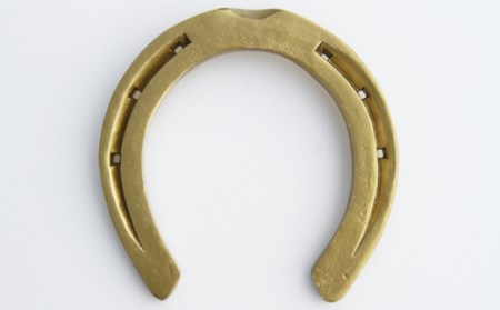 蹄鉄 （ 鉄製 ゴールド ）& 馬のしっぽの毛 ストラップ （ 鹿毛