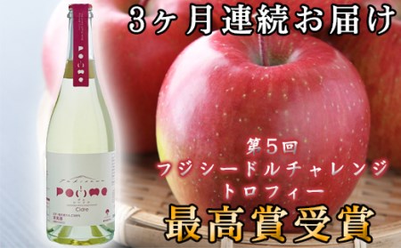 AX-003 岩手くずまきワイン「滝沢りんごワイン・ポム・シードル」750ml×1本 【3ヶ月定期便】