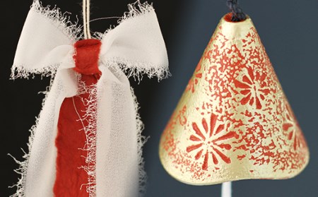 南部鉄器 風鈴 ウインドチャイム × リボン短冊 レッドゴールド 【アート＆クラフトラッピング】 室内用 鉄器 リボン 短冊 和紙 手作り ハンドメイド おしゃれ オシャレ オススメ おすすめ