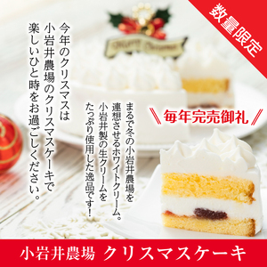 小岩井農場 【2024年12月20日発送】 クリスマスケーキ ホワイトクリーム ケーキ 5号サイズ 【オーナメント（柊）&チョコプレート付き】 ／ Xmas Christmas CHRISTMAS くりすます ５号 五号