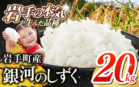 令和7年産 岩手町産 銀河のしずく 20kg(5kg×4袋) ／ 白米 ご飯 米 精米 おこめ 単一原料米 ブランド米 新鮮 おすすめ 送料無料 岩手県 岩手町