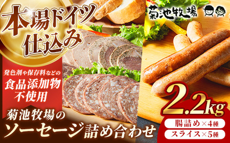 岩手町「菊池牧場のソーセージ」詰め合わせ2.2kg ソーセージ ウィンナー フランクフルト 添加物不使用 牛肉 豚肉 セット おかず つまみ ギフト 贈り物 お中元 お歳暮 肉 お肉 冷凍 岩手県 岩手町 菊池牧場 10,650円