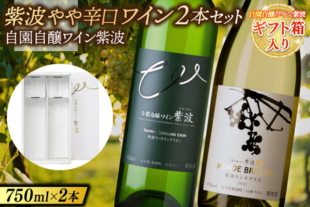 【ギフト箱入り】紫波やや辛口ワイン２本セット(モンドブリエ・リースリングリオン) (AL088) ワイン やや辛口 白 ブドウ 国産ワイン 自園自醸ワイン 日本ワイン 紫波町