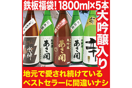 1804【あさ開】大吟醸入り!鉄板ベストセラー 日本酒福袋 1800ml×5本セット