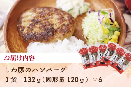 【しわ豚】 ハンバーグ 6個 （AM005-2）無添加 ハンバーグ