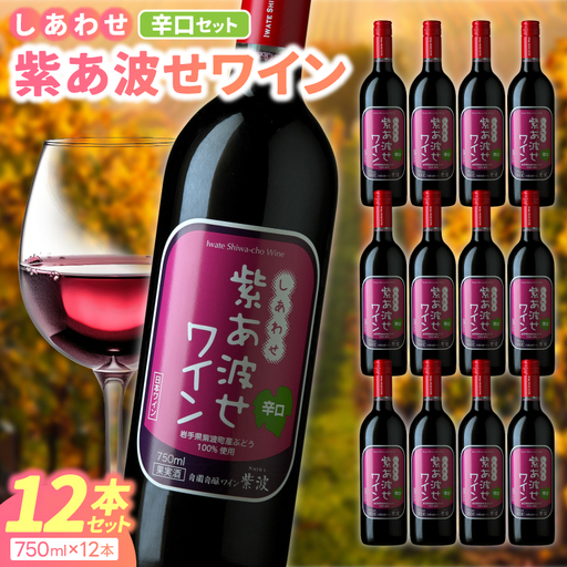 ＼先行予約／ 自園自醸ワイン紫波　紫あ波せワイン（しあわせワイン）辛口12本セット (AL098)