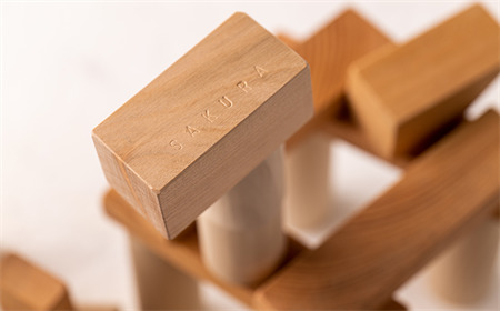 【イニシャル刻印】Wood工房　森の木の積木５０個入り【優しい木のおもちゃ】