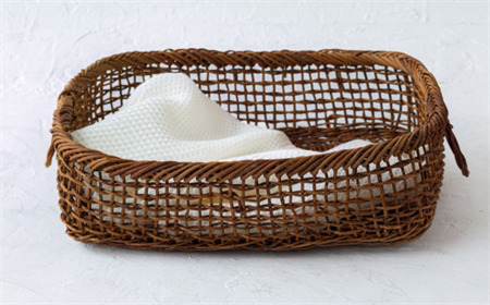 若畑創作館 あけび蔓スクエア「取っ手付きバスケット」(小)