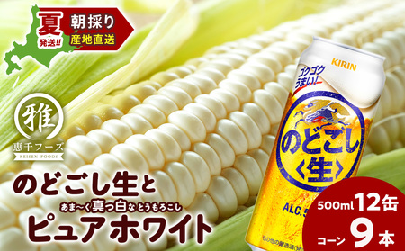 2026年夏発送 キリンのどごし生500ｍl 12缶＆白いとうもろこしピュアホワイト9本