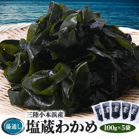 三陸小本浜産湯通し塩蔵わかめ 100g×5袋_魚介・海産物 わかめ 海苔・海藻 ワカメ_【配送不可地域：離島】【1568471】