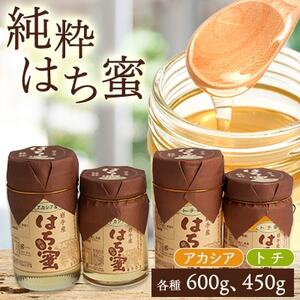 天然ハチミツ2種4個セット(アカシア600g×1、450g×1、トチ600g×1、450g×1)_はちみつはちみつはちみつはちみつはちみつ_【配送不可地域：離島・沖縄県】【1033999】