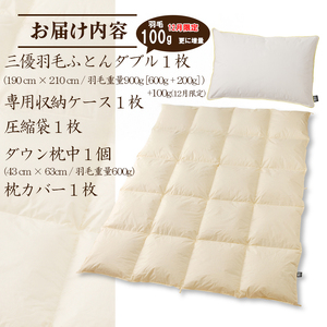 【国内ホテル・旅館70%シェア】寝具2点セット (ダブル) 国内生産 羽毛布団 掛け布団 ふとん まくら | 日本製 洗える 寝具 ベッド 布団 生地 綿100％ クリーニング 枕 羽毛 受注生産 一流ホテル 北海道 【 滝川市 】