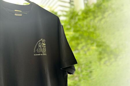 仙台・宮城の観光Tシャツ　「猫に七夕」Tシャツ　Mサイズ　［S-04］