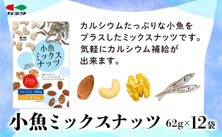 小魚ミックスナッツ62g×12袋【 魚貝類 小魚 ミックスナッツ 仙台市 スナック おつまみ 魚介類 健康食 おやつ 】