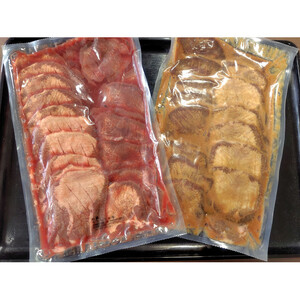 【ふるさと納税】和顔 厚切り牛たんセット[塩・味噌味] 1kg(塩500g×1p・味噌500g×1p) 　肉 牛肉 牛タン タン 仙台市 名物 グルメ 厚切り プレミアム  ジューシー  人気 ギフト 冷凍保存  食べ比べ 高級 贅沢