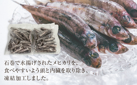 石巻市産メヒカリ１kg 目光 めひかり 冷凍 頭 内臓取り済 揚げ物 唐揚げ