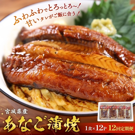 宮城県産あなご蒲焼（1食）12入 12回定期便 毎月配送 冷凍 小分け 穴子 アナゴ 蒲焼き 魚 お魚 9,250円
