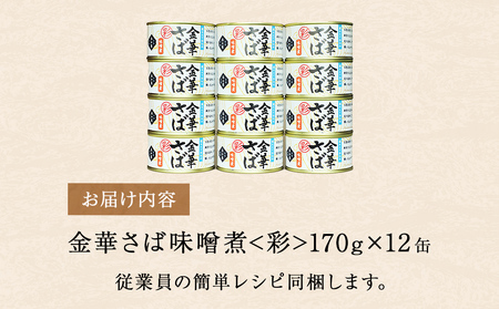 金華さば 味噌煮 ＜彩＞ 12缶 セット さば サバ 鯖 缶詰 缶 味噌 ミソ みそ煮 魚介 魚介類 魚 サバ缶