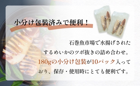 訳あり 石巻産 柔らか するめいか ツボ抜き 180g × 10P