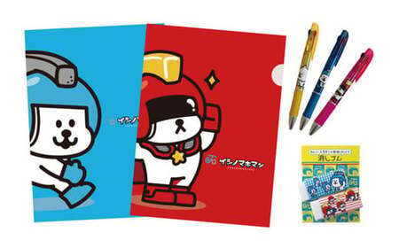 『イシノマキマン』文具セット ボールペン クリアファイル 消しゴム