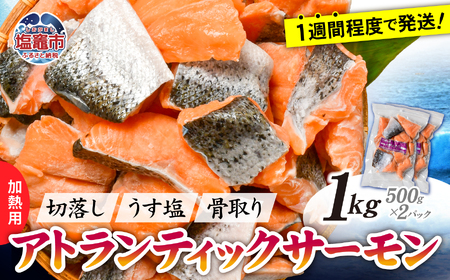 アトランティックサーモン切落し骨取り1kg(500g×2パック)