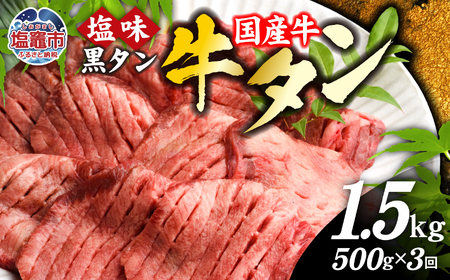 【定期便 3回】牛タン 500g 国産牛タン 500g×3ヶ月定期便 (計1.5kg) さとう精肉店 黒タン sm00010-3 塩竈市
