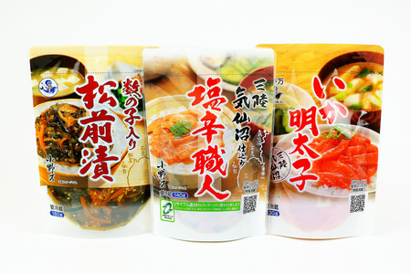 塩辛・珍味 スタンドパック 詰め合わせ 3品セット [小野万 宮城県 気仙沼市 20565722]