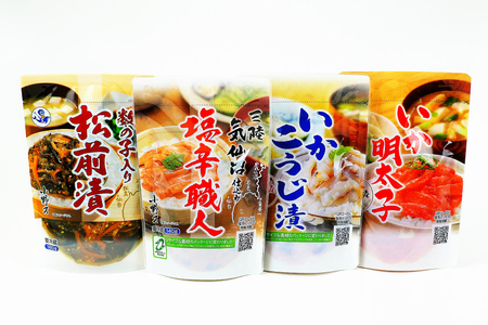 塩辛・珍味 スタンドパック 詰め合わせ 4品セット [小野万 宮城県 気仙沼市 20565723]