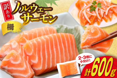 訳あり ノルウェー産 アトランティック サーモン 600g 柵 おさしみ用 無添加 個包装 [足利本店 宮城県 気仙沼市 20565614]