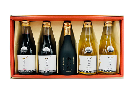 ワイン 月の吟 (赤白) 300ml 各2本 & 水鳥記 純米大吟醸酒 蔵の華 300ml 各1本 総計5本 セット [角星 宮城県 気仙沼市 20565016]