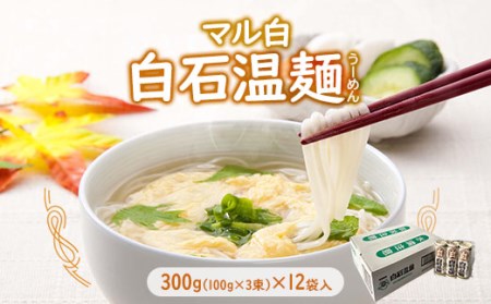 マル白 白石温麺 300g(100g×3束)×12袋入【08026】