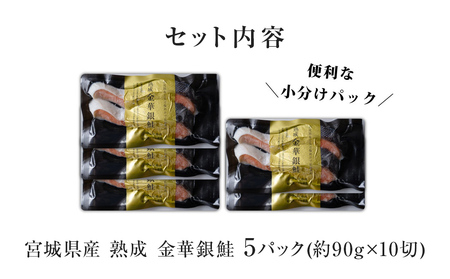 宮城県産 熟成 金華銀鮭 5pcセット(約90g×10切)