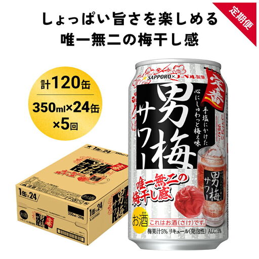 サッポロ 男梅 サワー 350ml×24缶(1ケース)×定期便5回(合計120缶)  缶 チューハイ 酎ハイ サワー